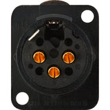 Neutrik NC3FD-L-B-1 3-Pin Female XLR Panel/Chassis Mount Connector, Latching, Black/Gold