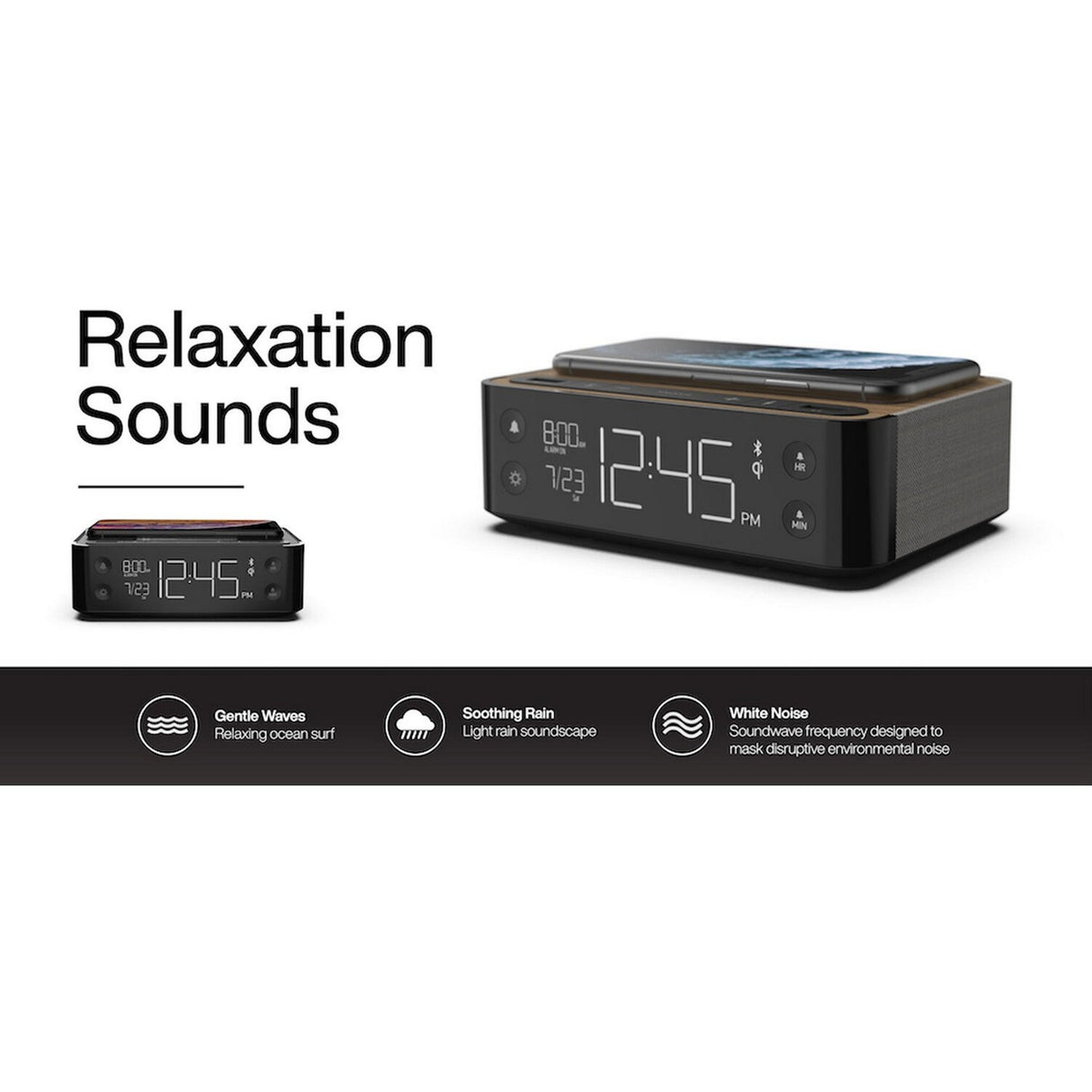 Nonstop Station A Bluetooth Alarm Clock Charging Station, Black