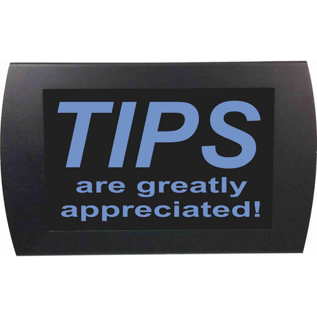 American Recorder OAS-2030M-BL/KIT "TIPS GREATLY APPRECIATED" LED Lighted Sign with Tip Pail, Blue