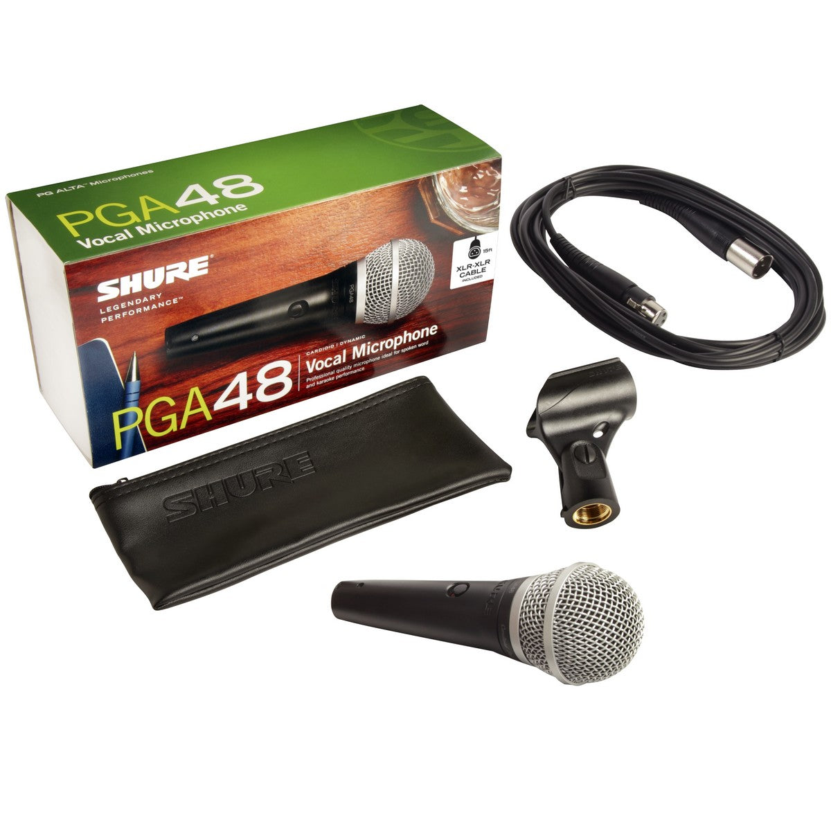 Shure PGA48-XLR | Cardioid Dynamic Vocal Microphone XLR-XLR Cable (Used)