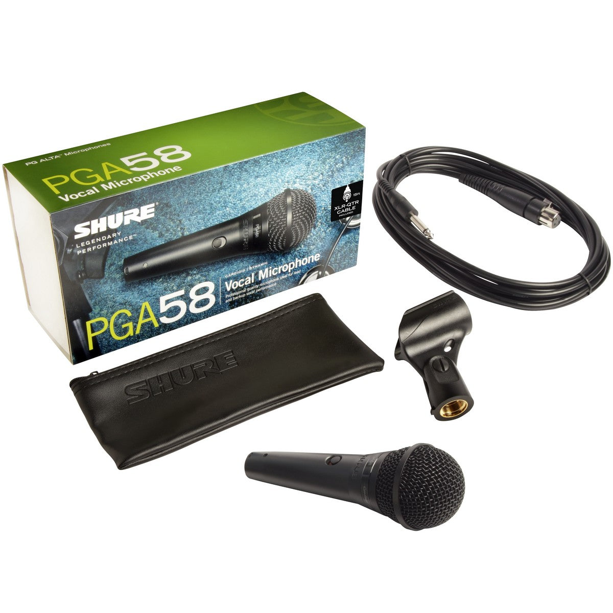 Shure PGA58-QTR Cardioid Dynamic Vocal Microphone XLR-QTR Cable