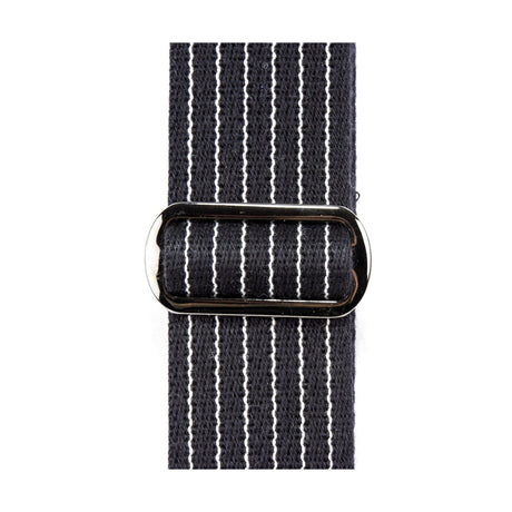 Reunion Blues RBS-28PS Merino Wool Guitar Strap, Black, White Pinstripe, with Classic Black Leather Tab
