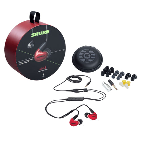 Shure AONIC 5 SE53BARD+UNI Wired Sound Isolating In-Ear Headphone, Red/Clear