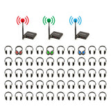 VocoPro Silent Disco 350 Package with 3 Transmitters and 50 Wireless LED Headphones
