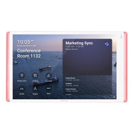 Crestron TSS-1070-T-W-S-LB KIT 10.1-Inch Room Scheduling Touch Screen Display, Microsoft Teams, White, Light Bar