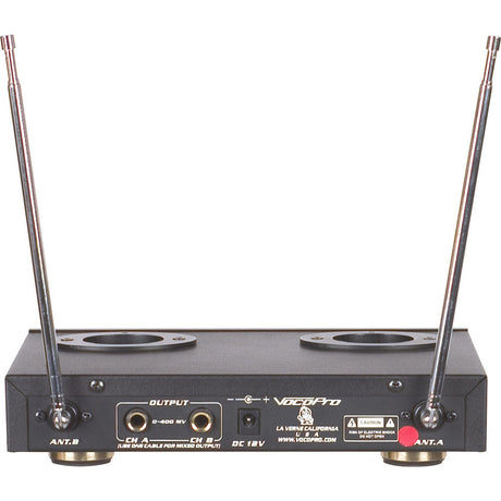 VocoPro VHF-3300 2-Channel VHF Rechargeable Wireless Microphone System