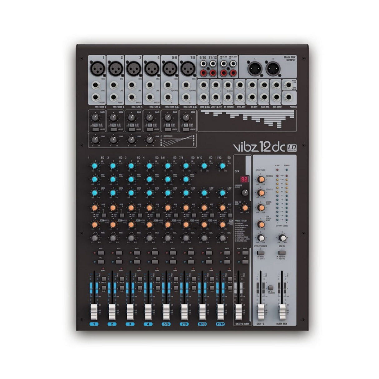 LD Systems VIBZ 12 DC 12 Channel Mixing Console with DFX and Compressor