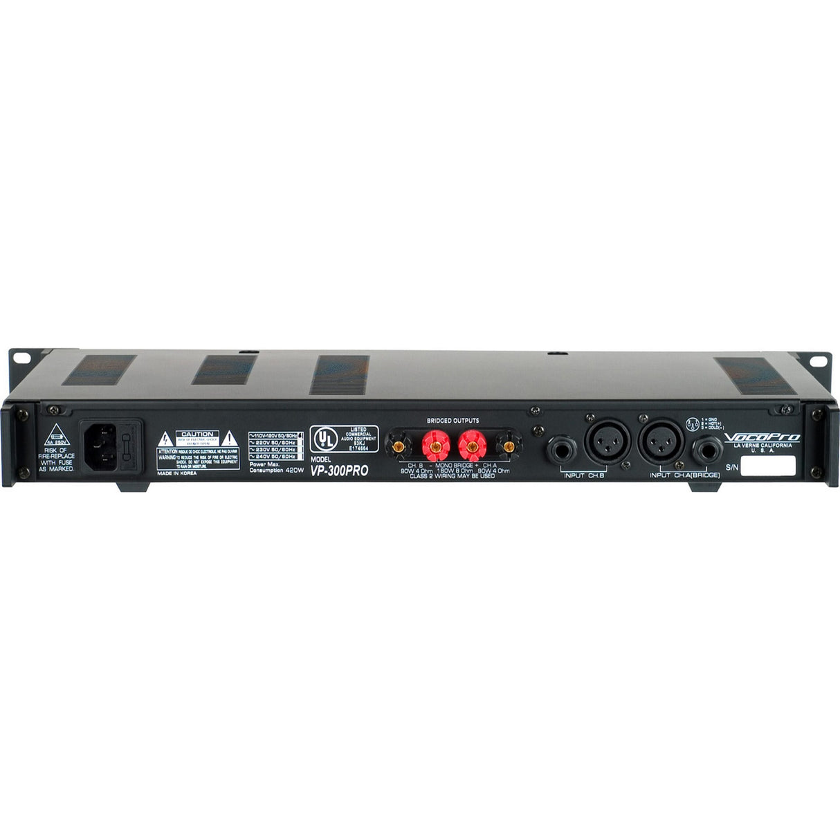 VocoPro VP-300PRO Single Space 300W Professional Power Amplifier