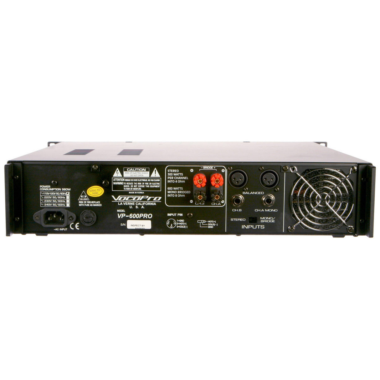 VocoPro VP-600PRO 2 Space 600W Professional Power Amplifier