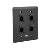 SoundTools WallCAT 2 Gang Wall Panel with 4 Male XLR to RJ45, Black