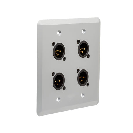 SoundTools WallCAT 2 Gang Wall Panel with 4 Male XLR to RJ45, Silver