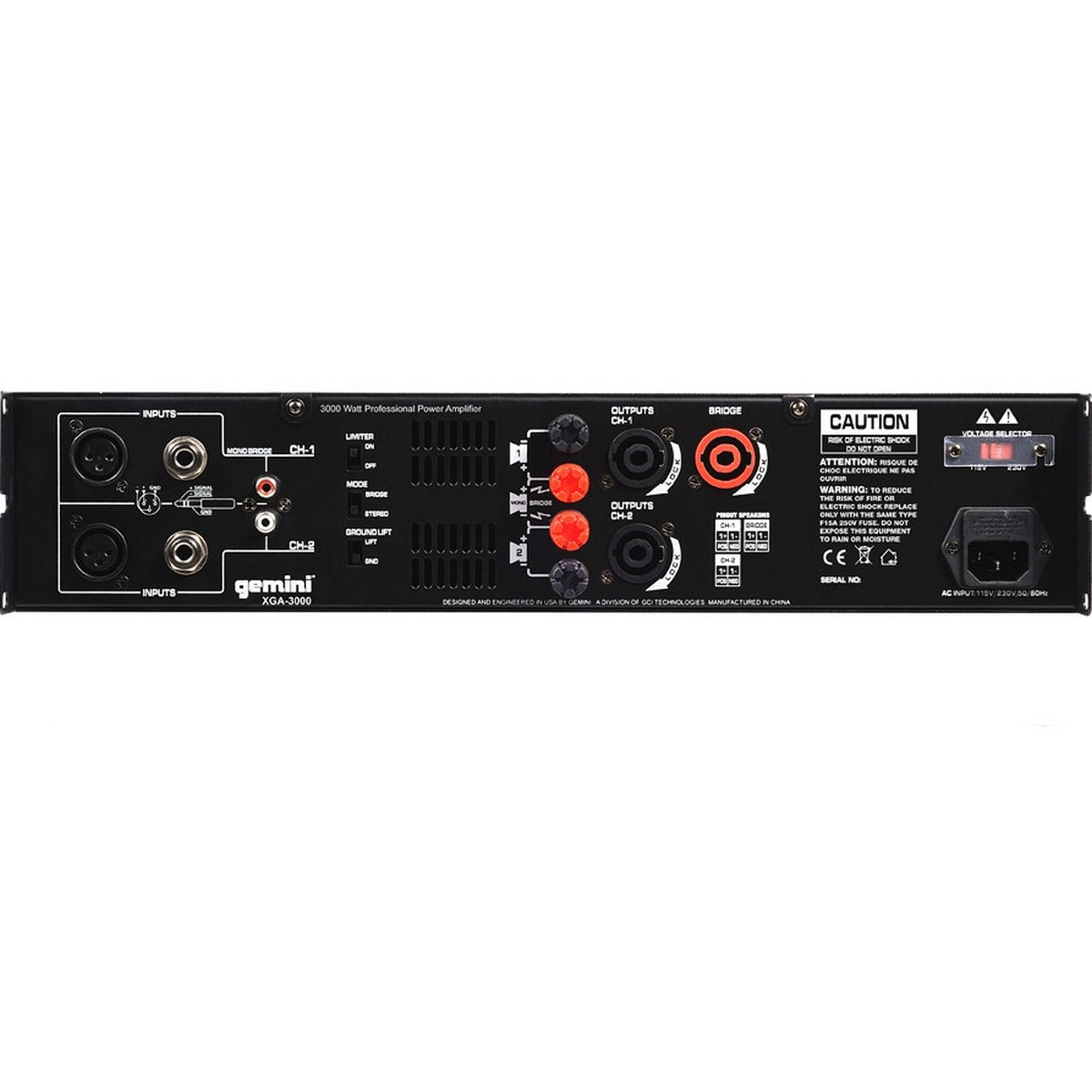 Gemini XGA-3000 3000Watt Peak Professional Power Amplifier