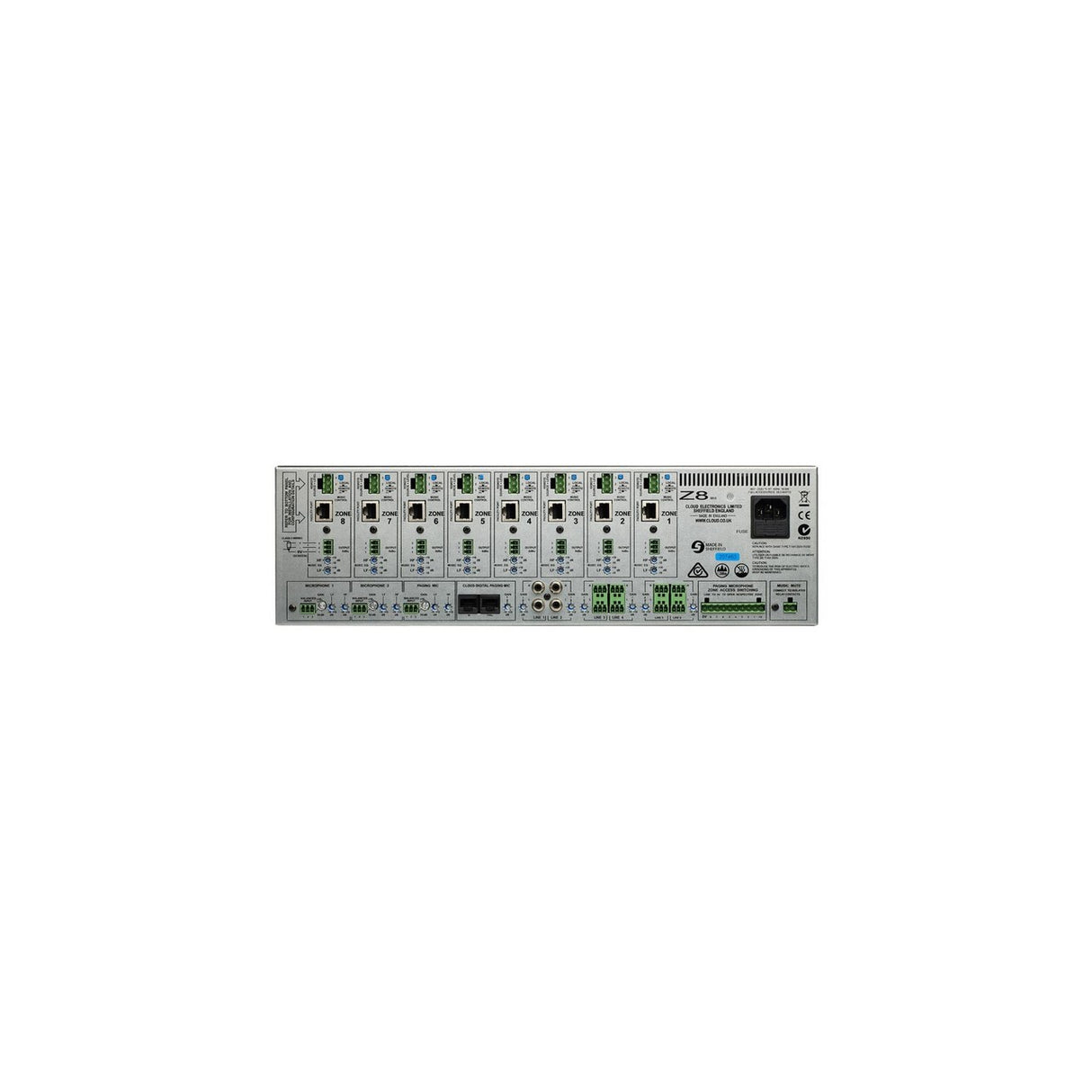 Cloud Electronics Z8MK4 | 8 Zone Mixer with Paging Interface