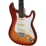 Amati Guitars 10STHG Double Cutaway/Single Coil-Solid Poplar Body 6-String Electric Guitar (Gloss Cherry Sunburst Finish)