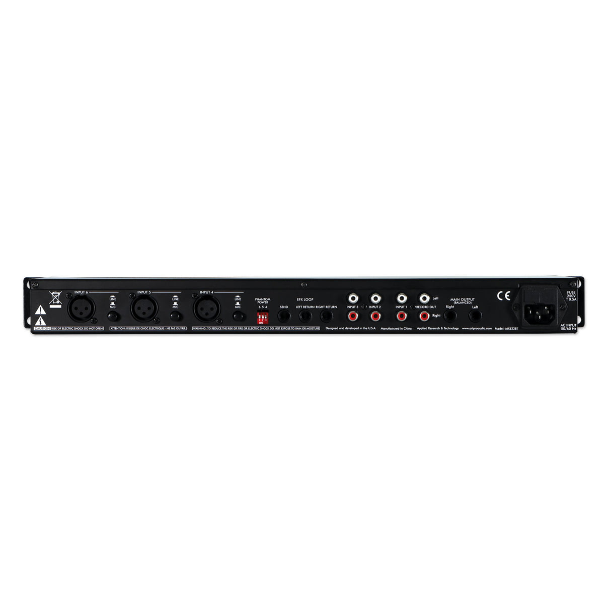 ART MX622BT 6-Channel Stereo Mixer with Bluetooth and Effect Loop