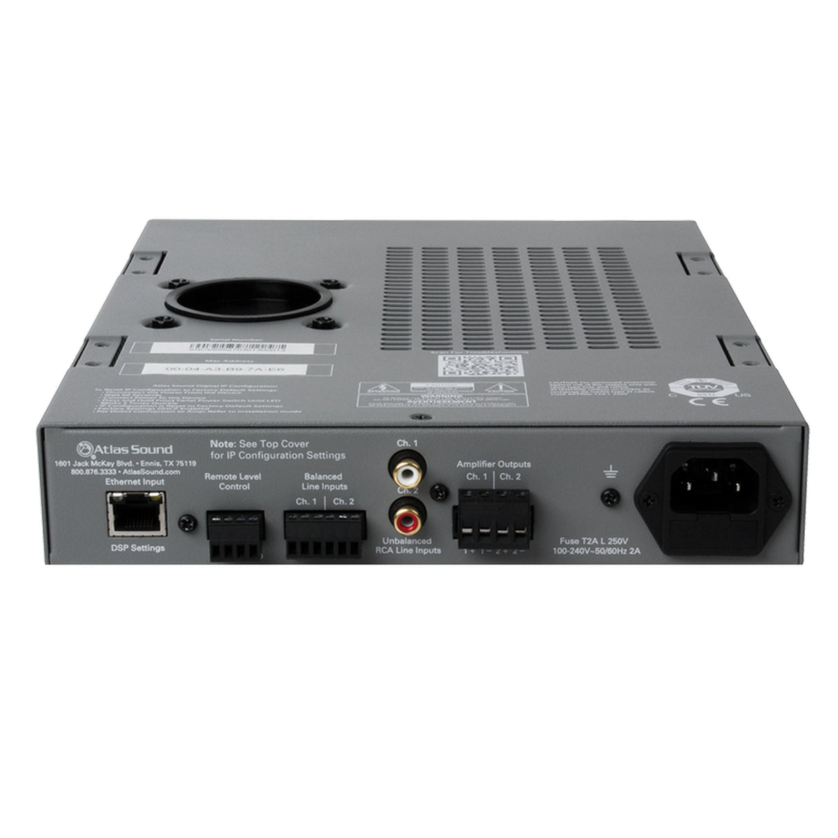 AtlasIED DPA-102PM 2‑Channel x 100W Networkable Pole Mount Power Amplifier