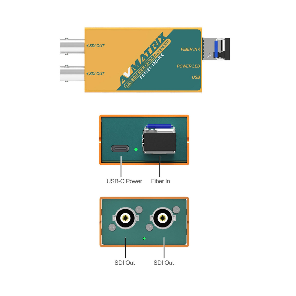 AVMATRIX FE1121-12G Fiber Optic Extender, 12G-SDI