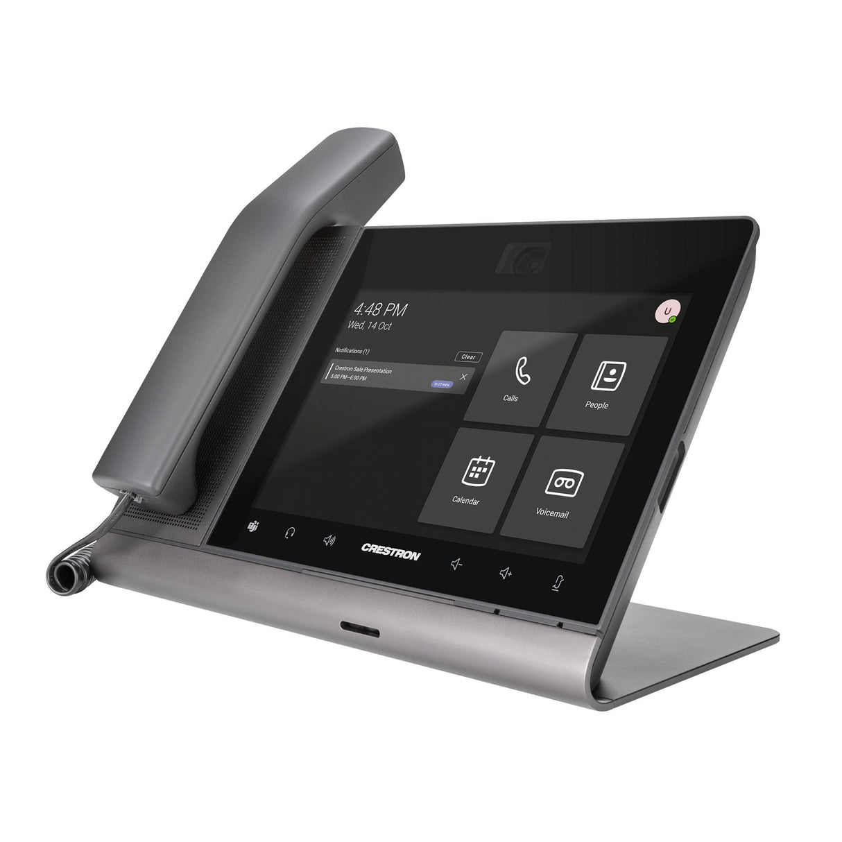 Crestron UC-P8-T-C-HS Flex 8-Inch Video Desk Phone with Handset for Microsoft Teams