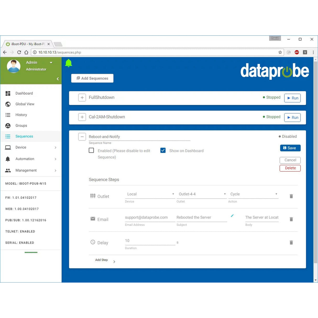 Dataprobe iBoot PDU Intelligent Power Distribution