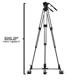 E-Image EG05A2D 2-Stage Aluminum Fluid Head Tripod Kit with Dolly