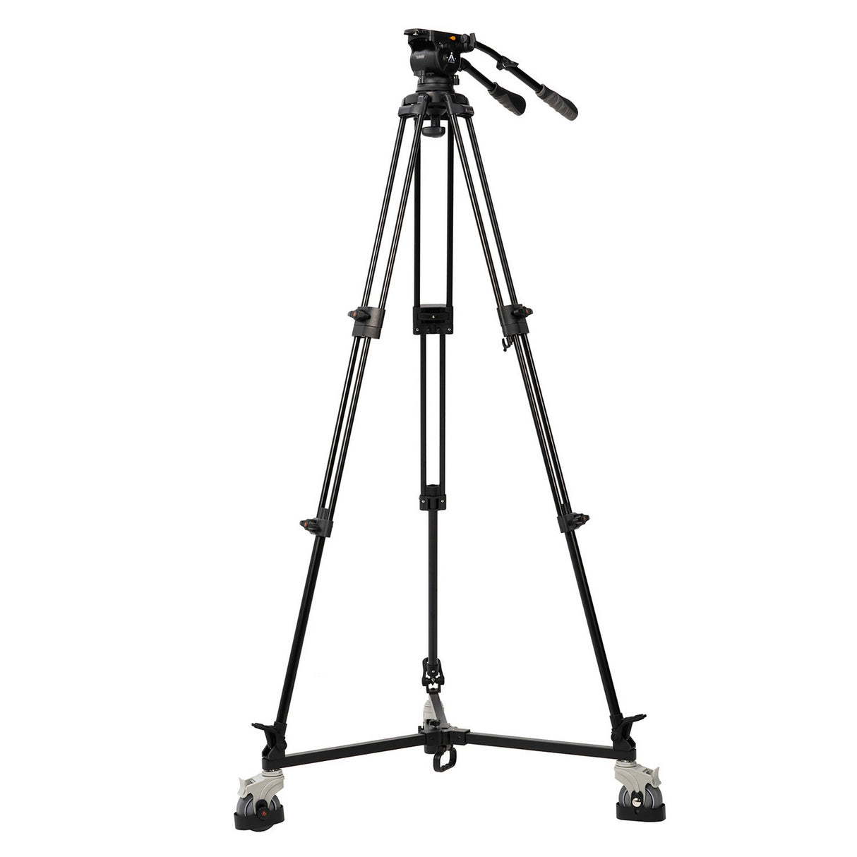 E-Image EI-7100-AAD 2-Stage Aluminum 100mm Fluid Head Tripod Kit with Dolly