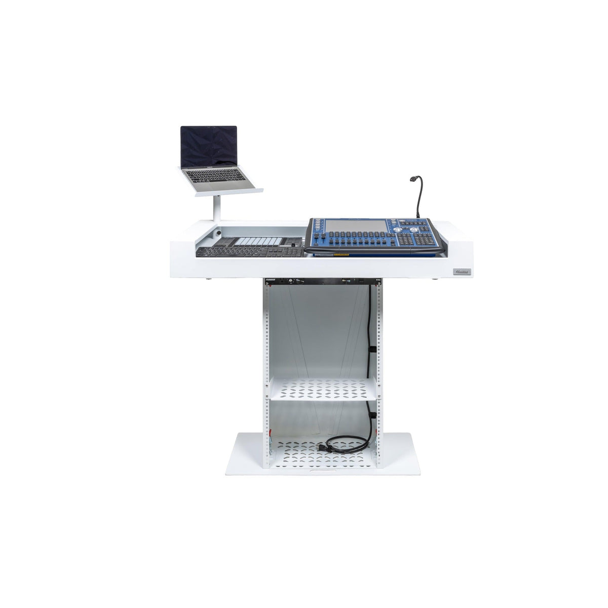 Headliner HL30001 Malibu Portable DJ Booth with Padded Bags, White