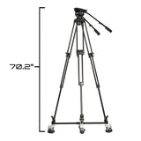 Ikan EG20A2D 2-Stage Aluminum 100mm Fluid Head Tripod and Dolly Kit with Counterbalance
