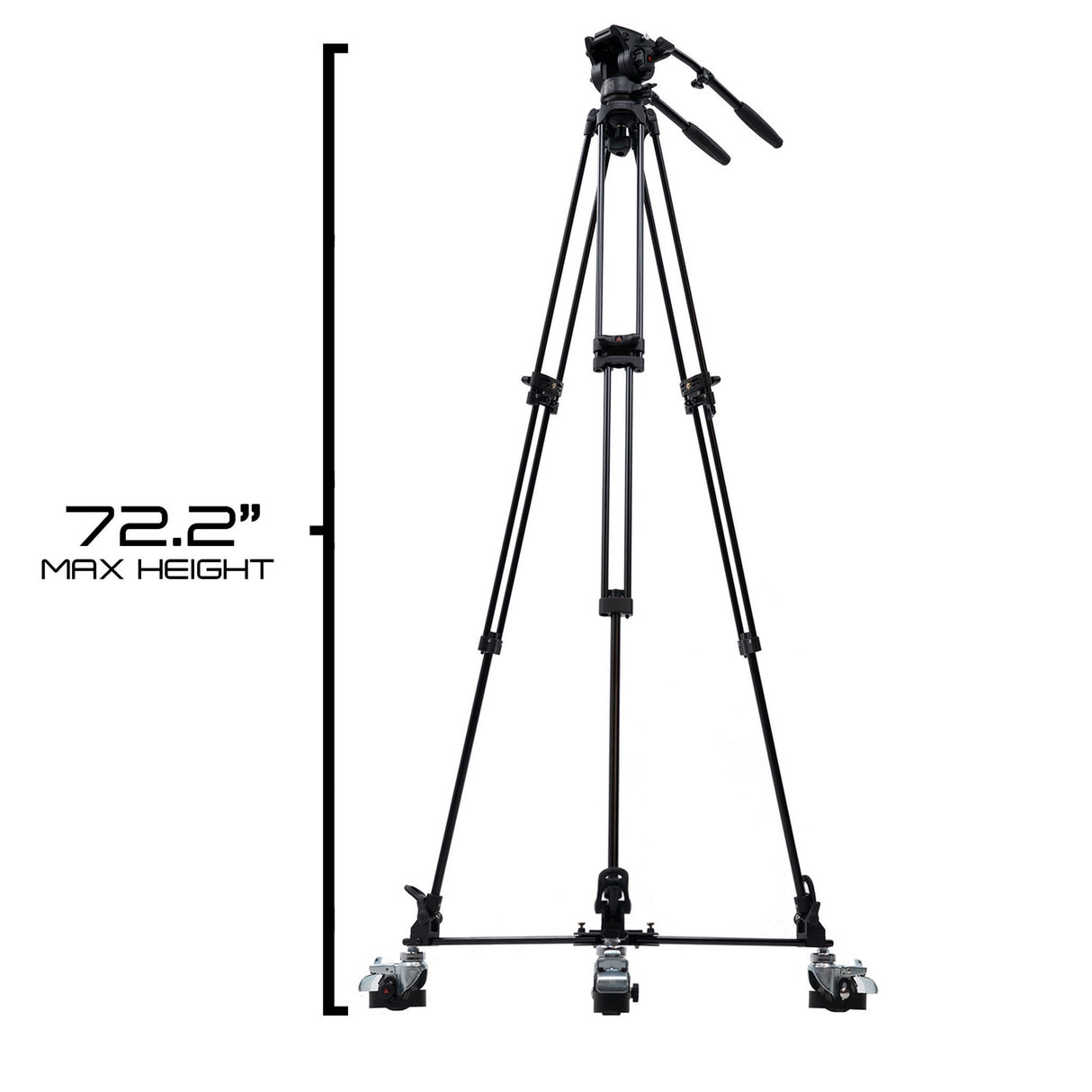 Ikan EG780A2D 2-Stage Aluminum Fluid Head Tripod Kit with Dolly and Adjustable Drag<