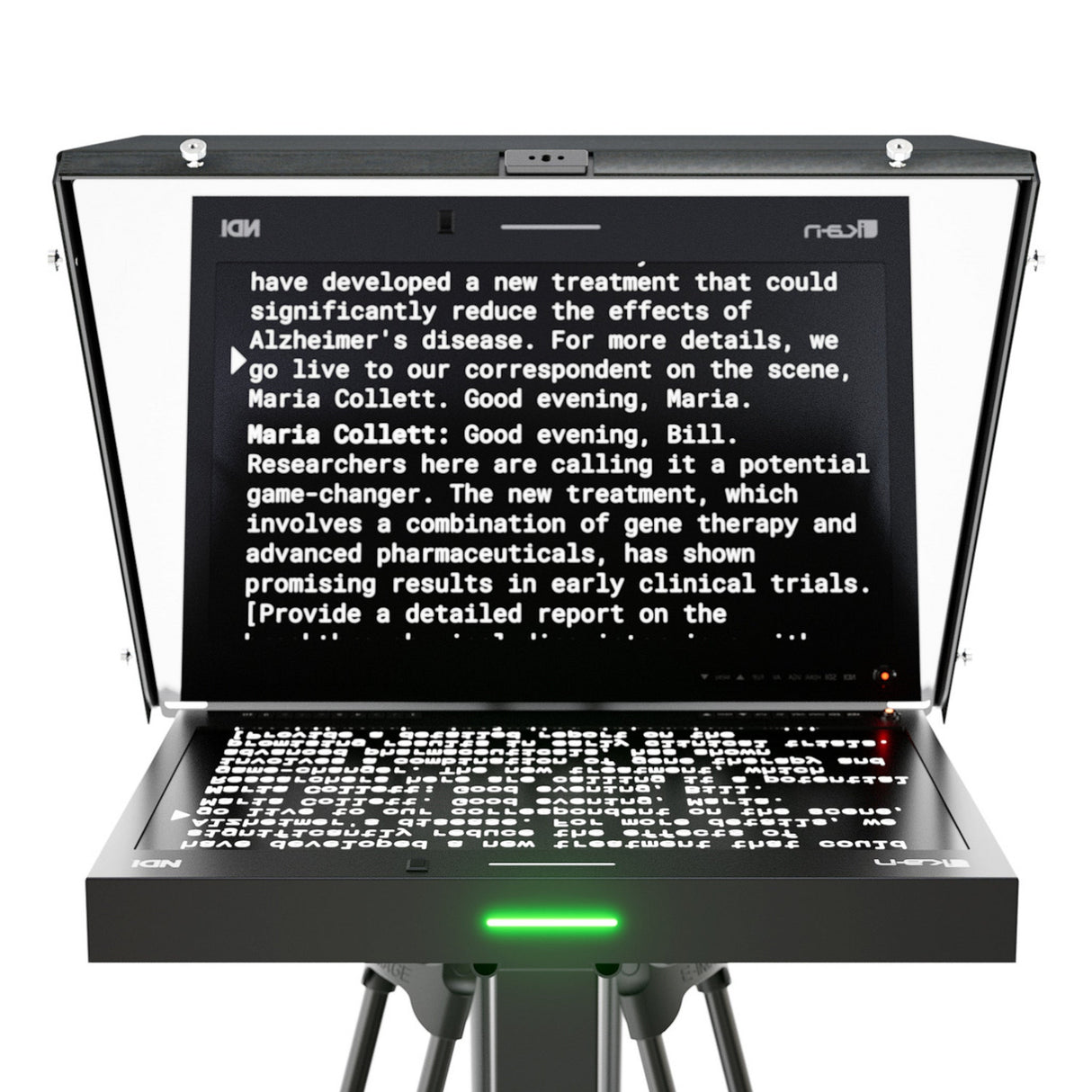 Ikan PT419W-NDI-TK Aura 19-Inch POE++ NDI Teleprompter with Full Encoding/Decoding IP Tally Light and Travel Kit