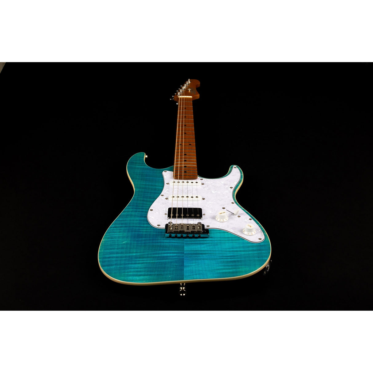 JET Guitars JS-450 OBL HSS Basswood Body Electric Guitar with Flamed Top, Roasted Maple Neck