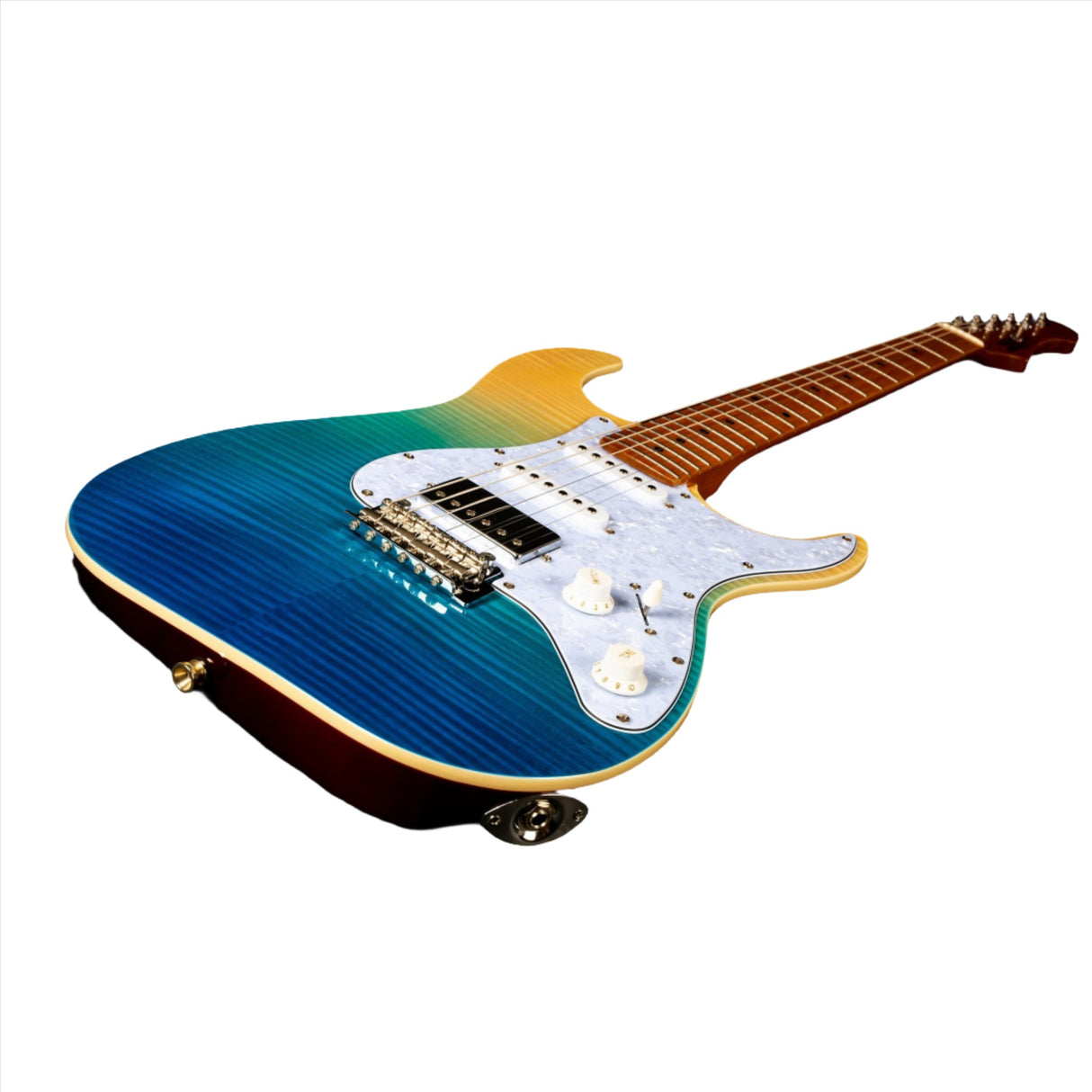 JET Guitars JS-450 HSS Basswood, Flamed Maple Top Transparent Blue Electric Guitar