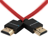 Kondor Blue HDMI to HDMI 16-Inch Thin Braided Cable for on Camera Monitors, Cardinal Red