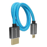 Kondor Blue 16-Inch Micro HDMI to Full HDMI Straight Cable Braided