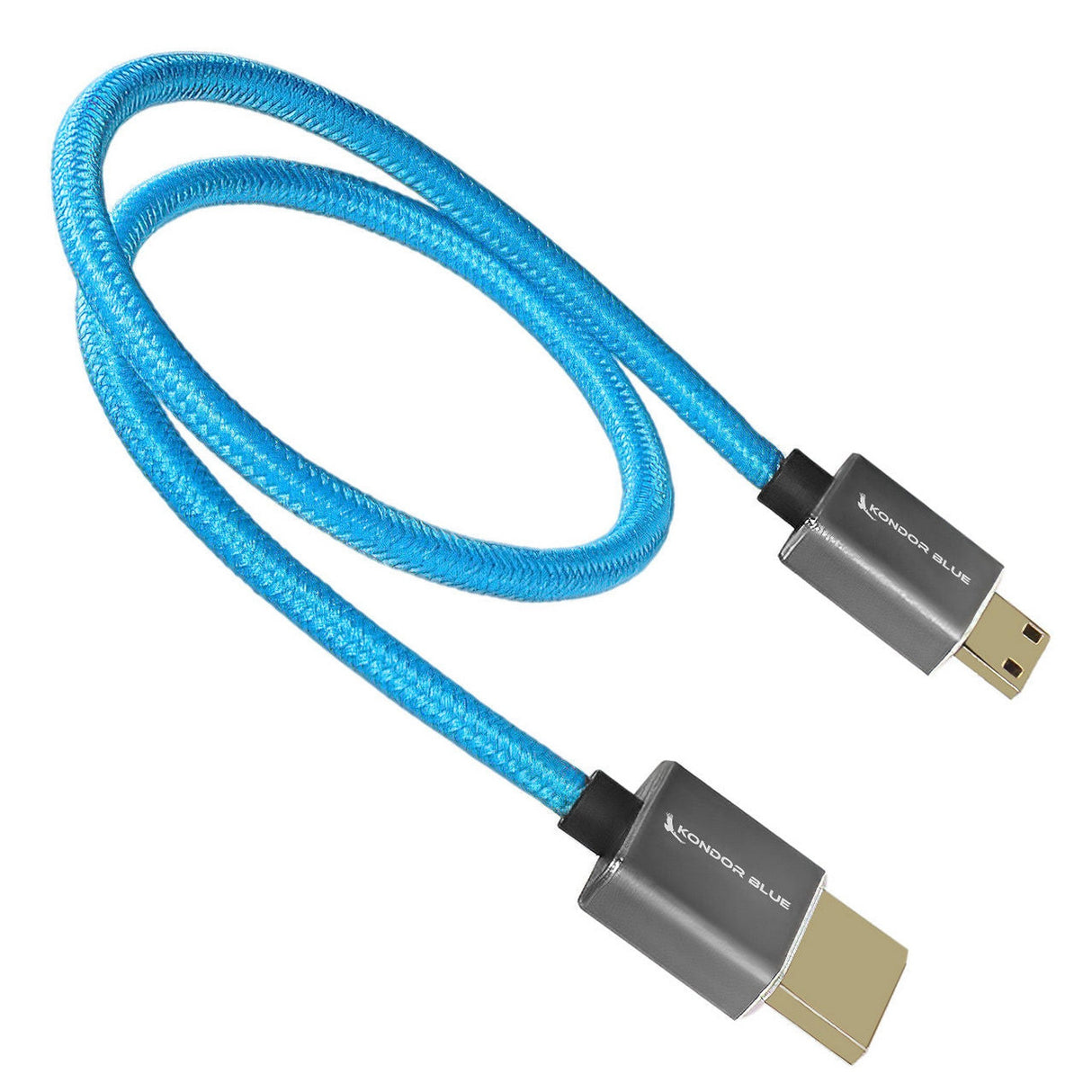 Kondor Blue 16-Inch Mini HDMI to Full HDMI Straight Cable Braided