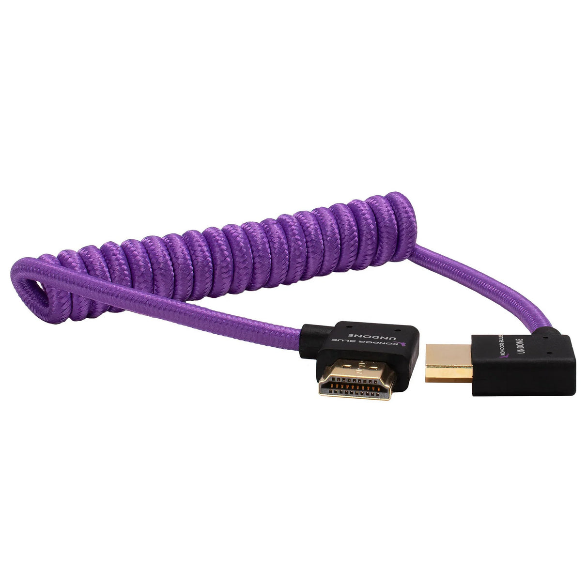 Kondor Blue 12-24-Inch Full HDMI Right Angle Braided Coiled Cable, Purple