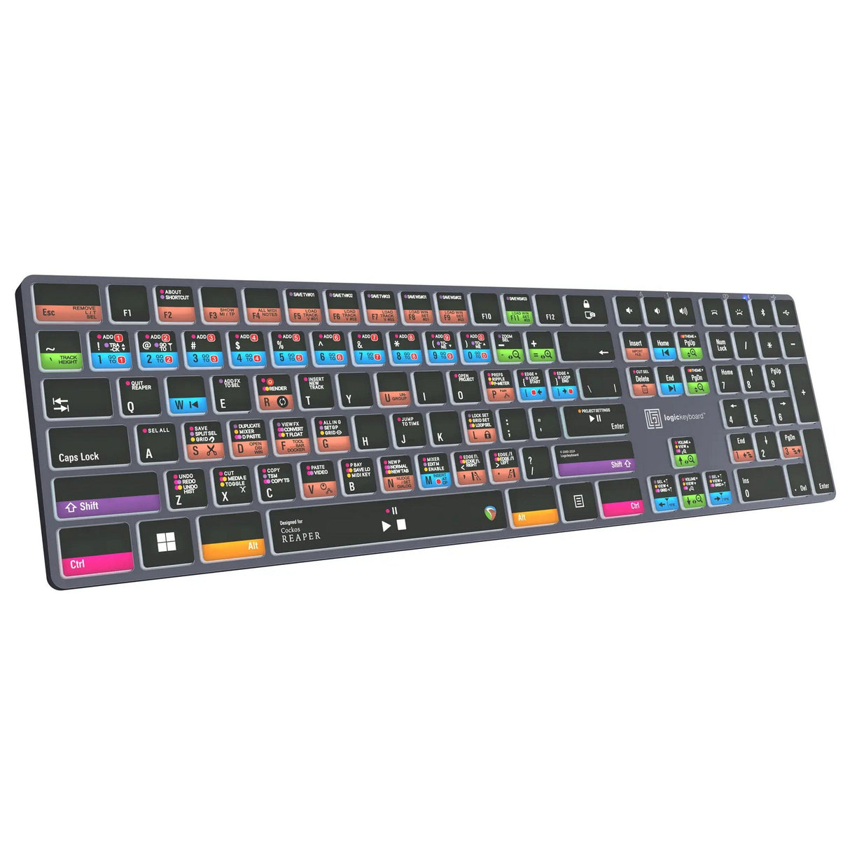 Logickeyboard TITAN Wireless Backlit Keyboard for Cockos Reaper, US Windows