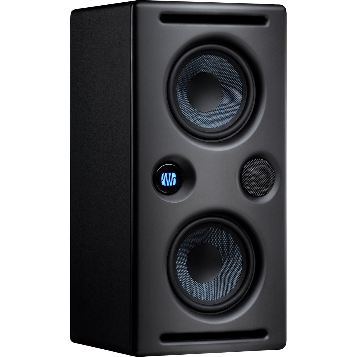 PreSonus Eris E44 Biamped 90W XLR 1/4 Inch TRS RCA Inputs Dual 4.5 Inch Custom Woven Kevlar MTM Single Unit Powered Studio Monitor (Used)