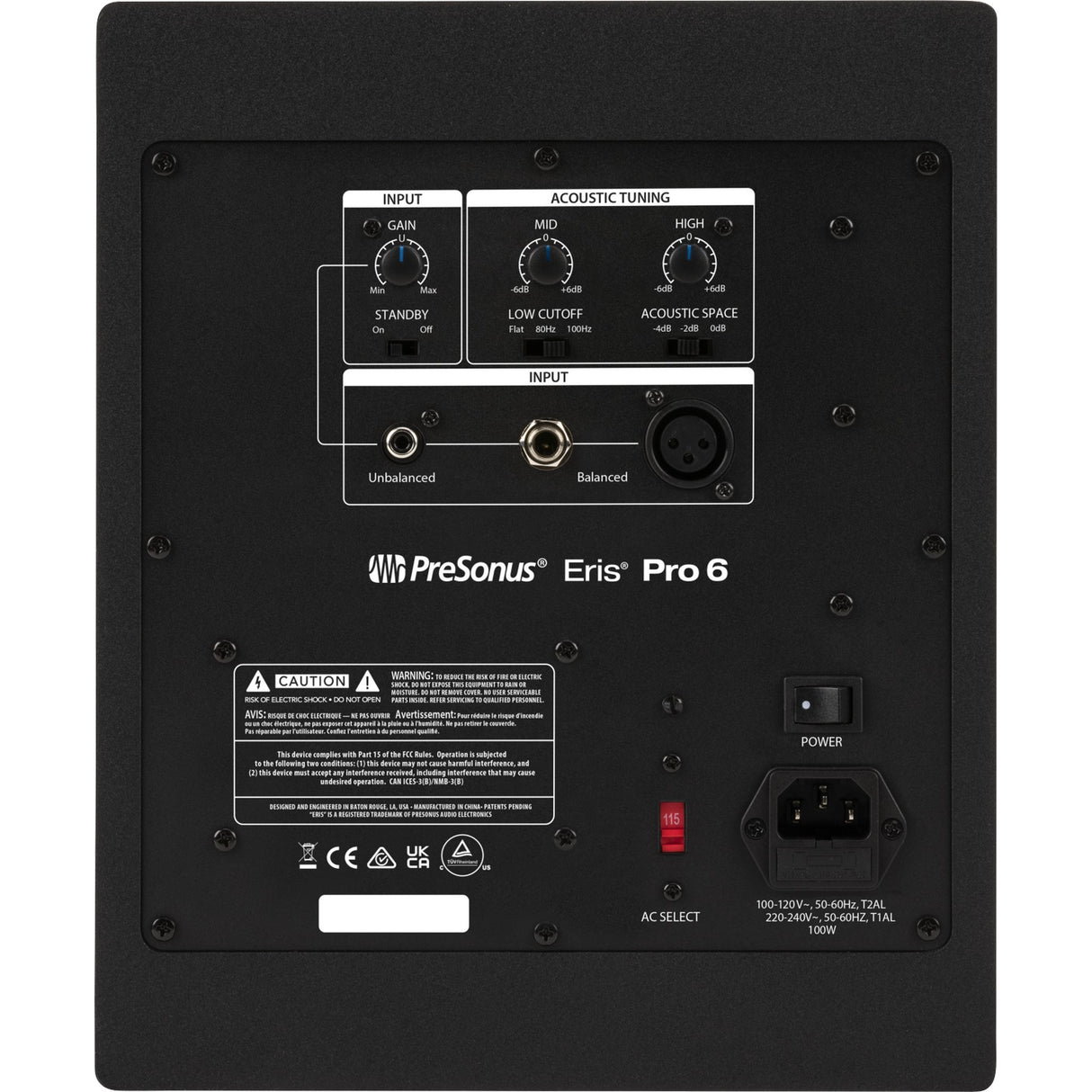 PreSonus ERIS PRO 6 2-Way Active 6.5-Inch Coaxial Studio Monitor, Single