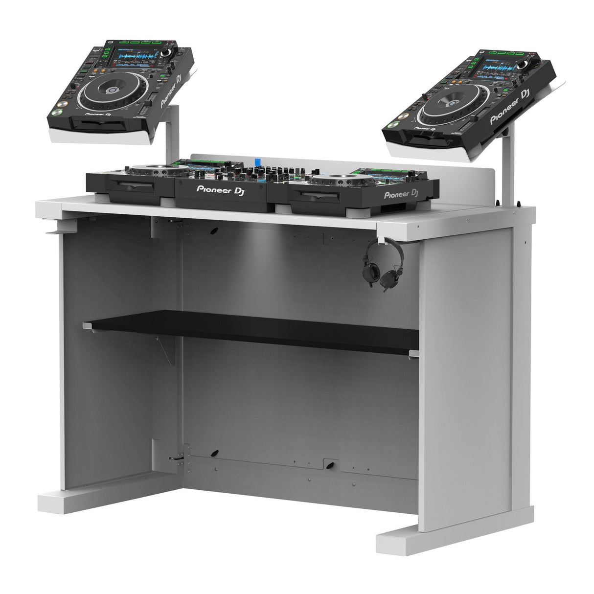 ProX XFH-HUMPTER-B3-WH B3 Quick Folding DJ Facade Table Workstation, White