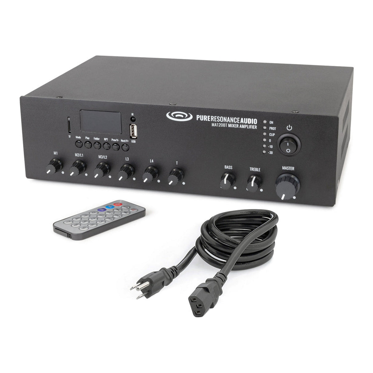 Pure Resonance Audio MA120BT 7-Channel 120W Commercial Mixer Amplifier with Bluetooth
