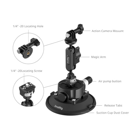 SmallRig 5855 4.5-Inch Suction Cup Mount for Action Cameras