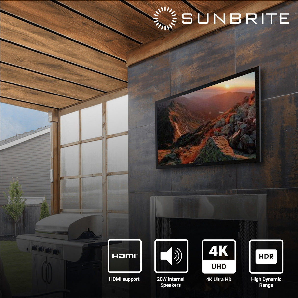 SunBrite Veranda Series 4K Full Shade LED HDR Outdoor TV Black