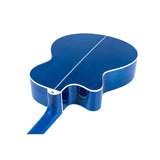 Washburn EA15 Festival Series Mini Jumbo Cutaway Acoustic Electric Guitar, Flame Transparent Blue Finish