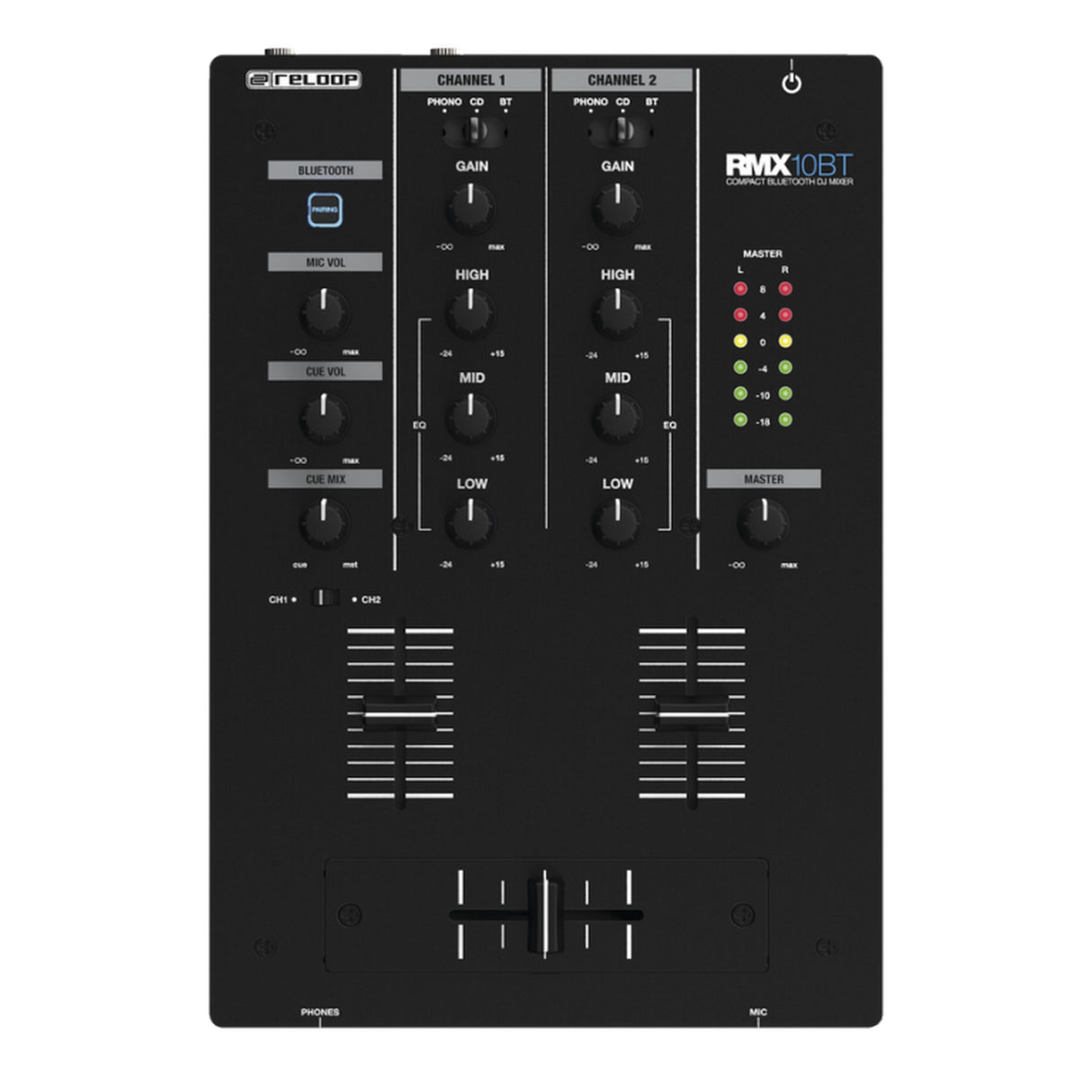 Reloop RMX-10-BT 2 Channel Bluetooth Compact DJ Mixer