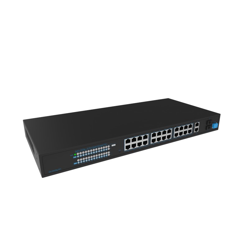 Hanwha SKY-SW28G-001 Wisenet Sky SW28G 24-Port Gigabit PoE+ Network Sw ...
