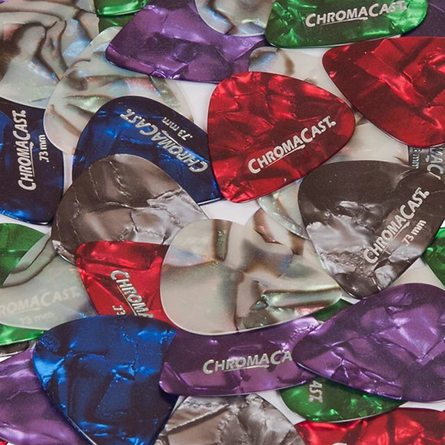 Chromacast Guitar Pick Sampler Pack Pearl Celluloid/Delrin/Assorted Colors/Gauges 12-Pieces - accessories