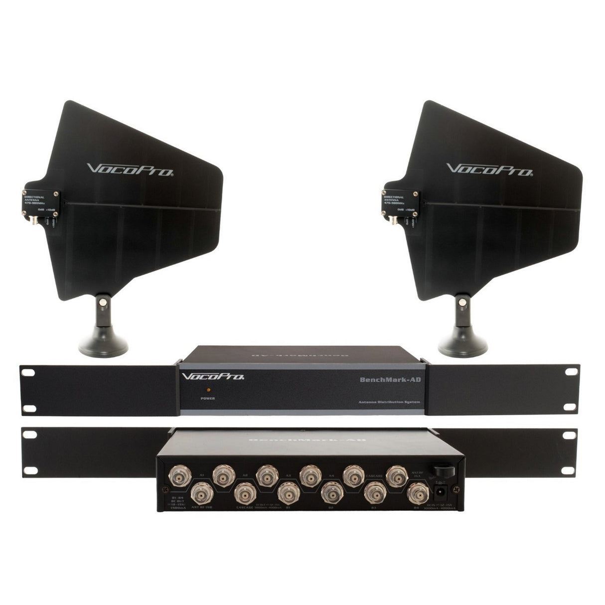 VocoPro Benchmark-AD Professional Antenna Distribution System with 2 Active Directional Antenna Bundle