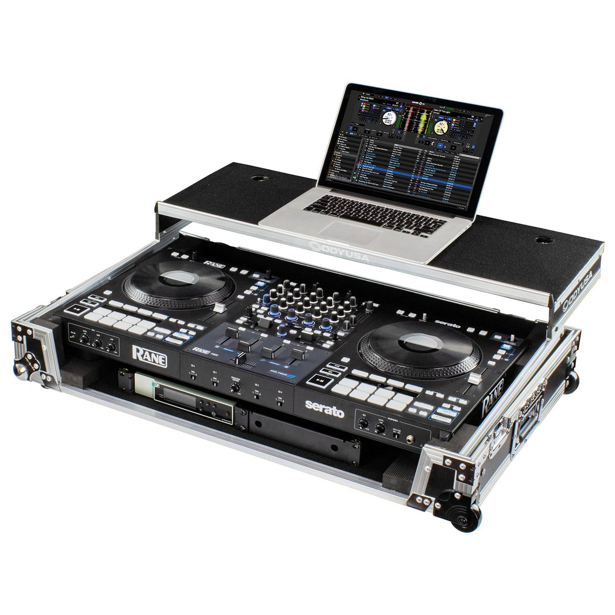 Odyssey RANE FOUR 1U Flight Case with Glide Style Laptop Platform and Wheels