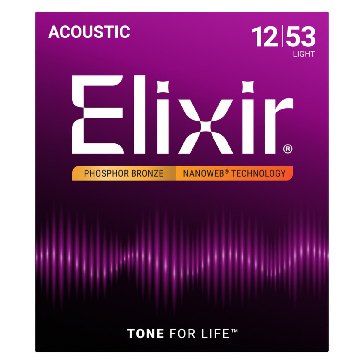 Elixir 16052 Phosphor Bronze NANOWEB Acoustic Guitar Strings - Light (12-53)