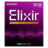 Elixir 16052 Phosphor Bronze NANOWEB Acoustic Guitar Strings - Light (12-53)